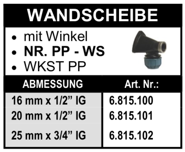 PP - Rohrverschraubung - Wandscheibe - Innengewinde